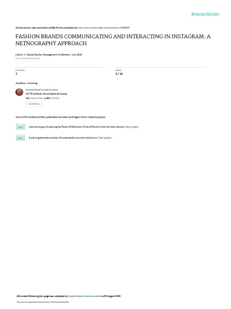 Fashion Brands Communicating And Interacting In Instagram: A Netnography Approach | PDF | Brand ...