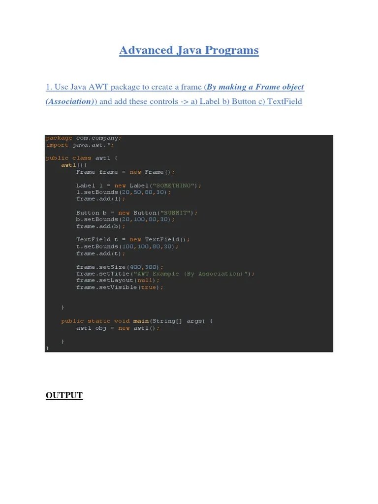 Advanced Java Programs | PDF | Object Oriented Programming | Computer ...