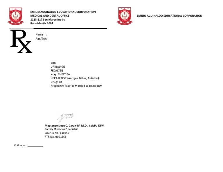 Medicine Student Lab Request Pdf