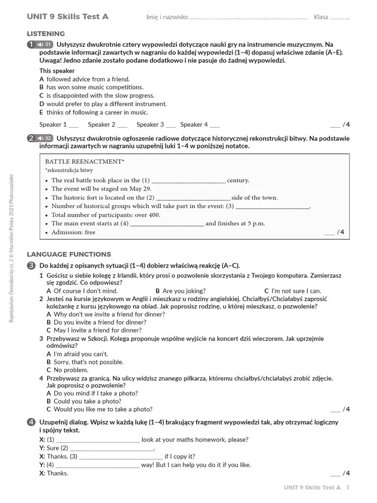 Unit 9 Skills Test A | PDF