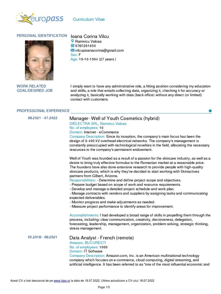 CV - Europass EN PDF | PDF | Business | Computing