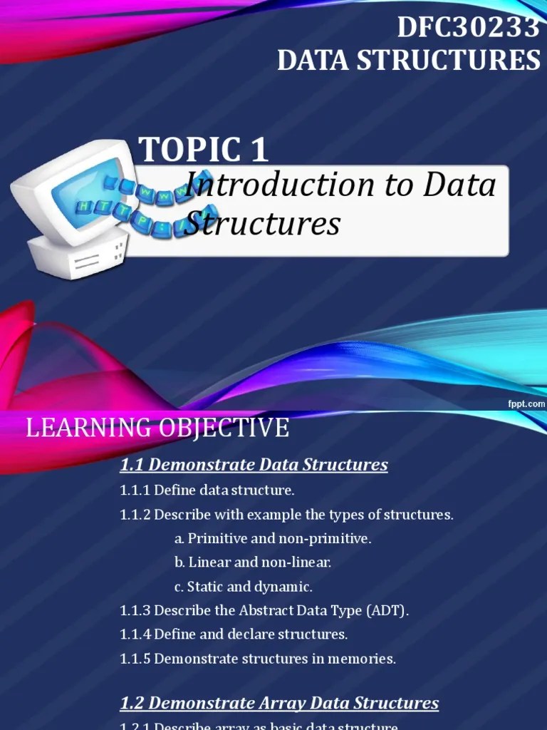 Topic 1 Introduction To Data Structure PDF | PDF | Data Type | Integer ...