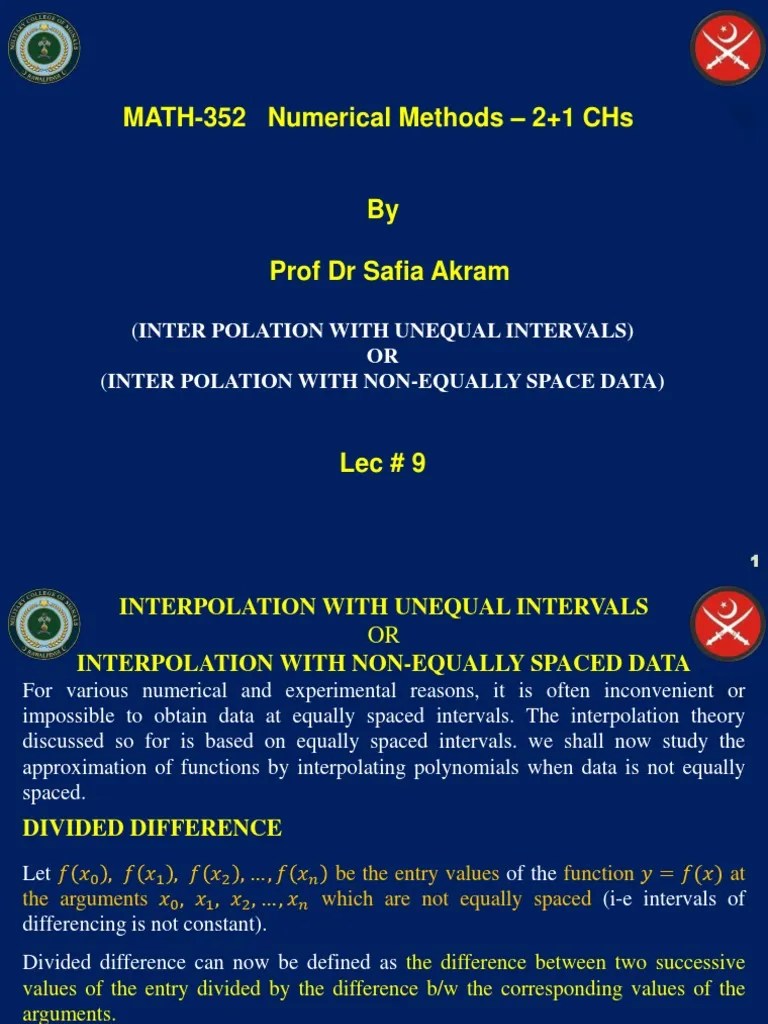 Lec #9 (Newton Divided Difference) | PDF | Interpolation | Function (Mathematics)