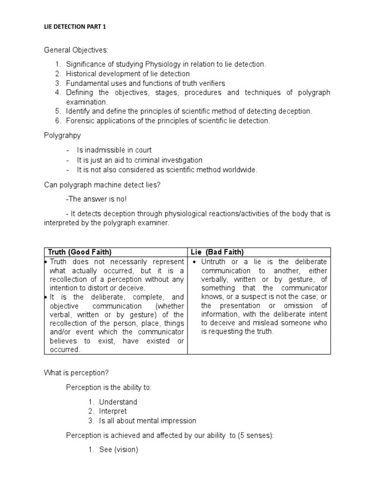 Lie Detection Part 1 | PDF | Polygraph | Deception