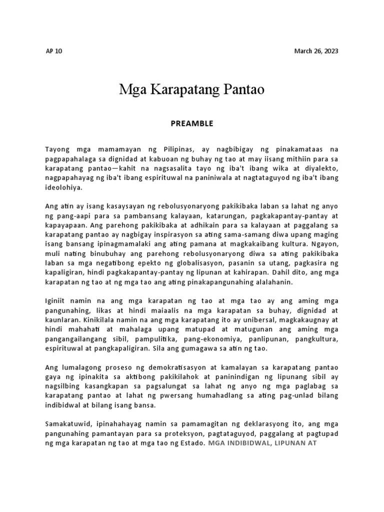 Mga Karapatang Pantao | PDF