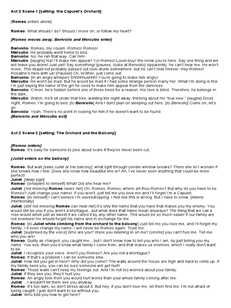 ROMEO AND JULIET Act 2 Scene 1-6 | Download Free PDF | Romeo And Juliet ...