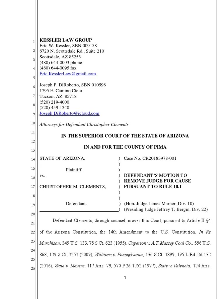 Clements' Attorney Files Motion To Remove Judge | PDF | Reasonable ...