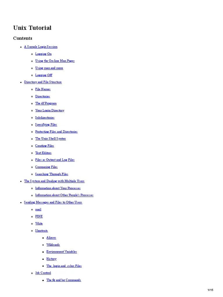 Unix Tutorial (Web Version) | PDF | Computer File | Filename