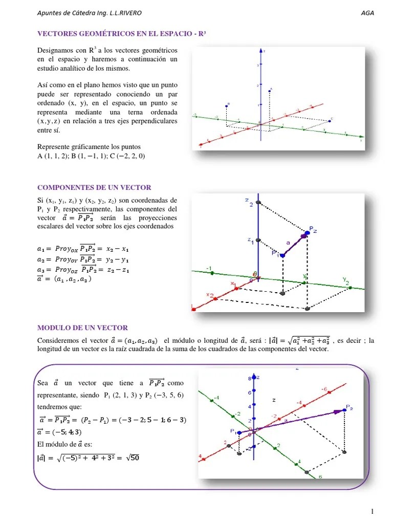 Apuntes Algebra Vectores En R3 LLR | PDF | Vector Euclidiano | Matemáticas