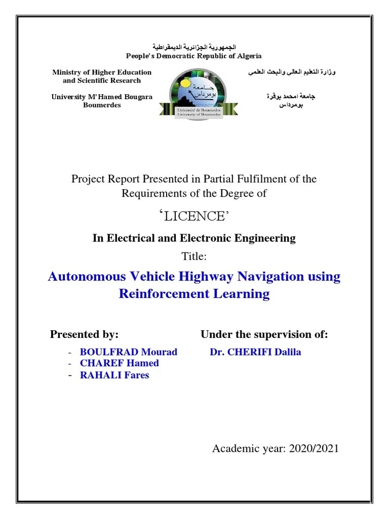 Autonomous Vehicle Highway Navigation Using Reinforcement Learning | PDF | Machine Learning ...