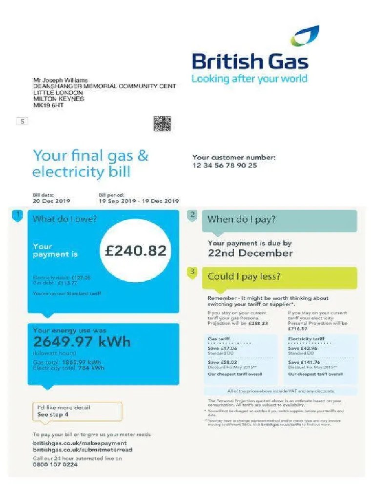 British Gas Business Utility Bill Word And Pdf Template Oxtempl - Download Ultra HD Geometric Image | Retina