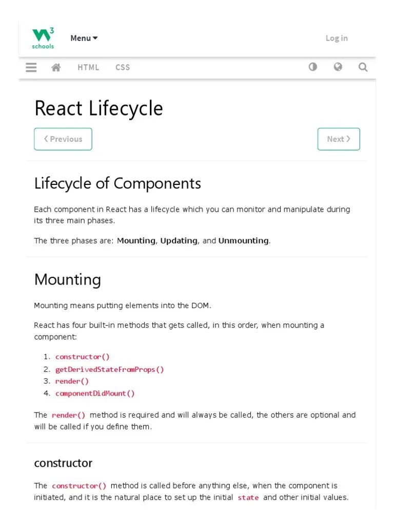 React Lifecycle | PDF | Constructor (Object Oriented Programming ...
