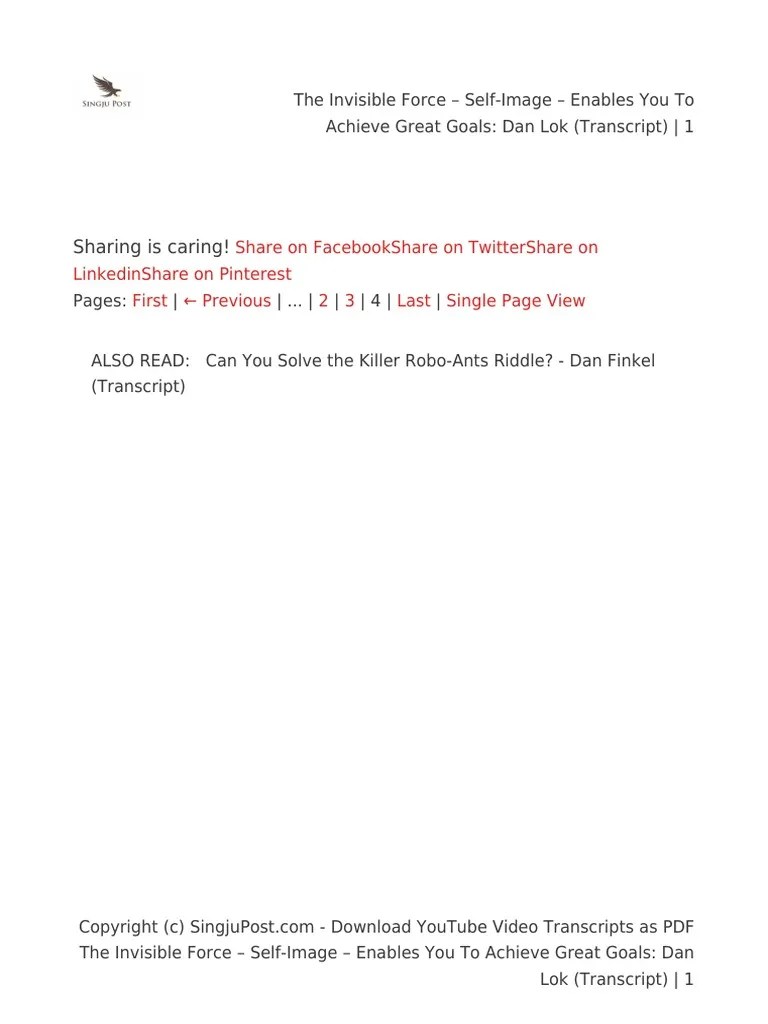 The Invisible Force – Self-Image – Enables You To Achieve Great Goals ...