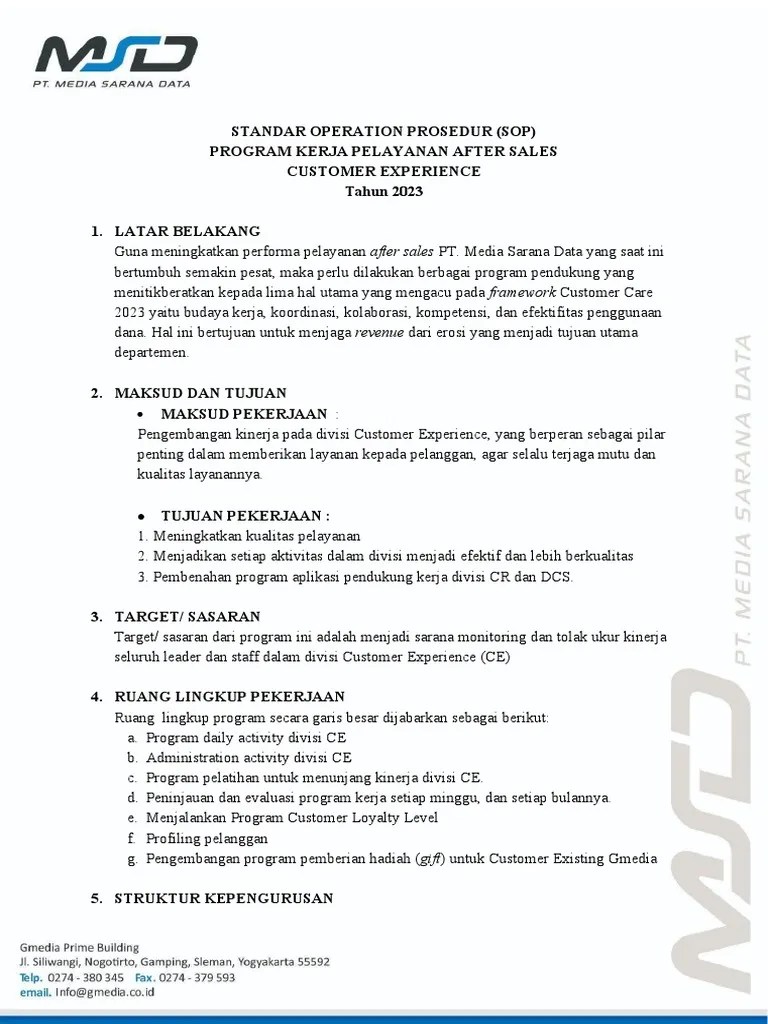 SOP - Jobdesk | PDF
