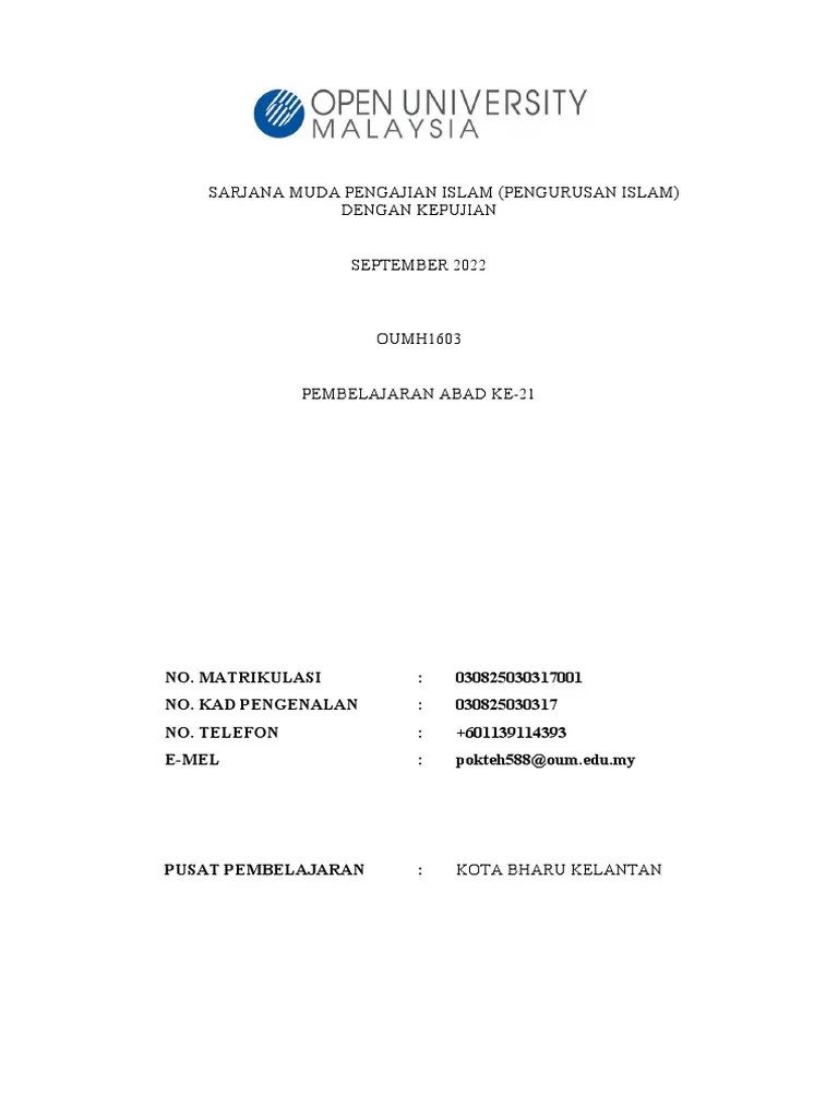 Assignment Oumh1603 | PDF | Karier & Perkembangan | Ilmu Sosial