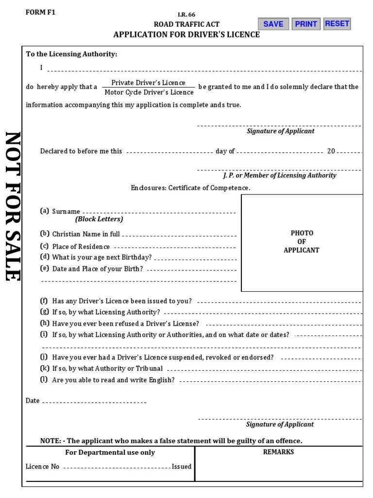 Form F1 F3 | PDF | Driver's License | Driving