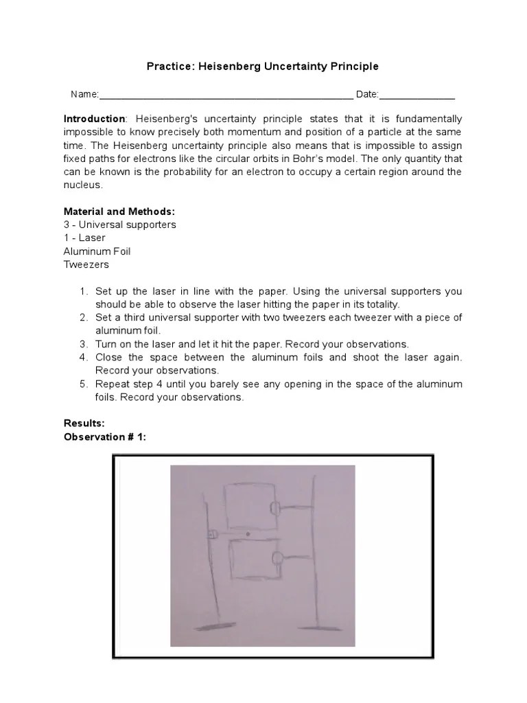 Heisenberg Uncertainty Principle Lab. Practice | PDF