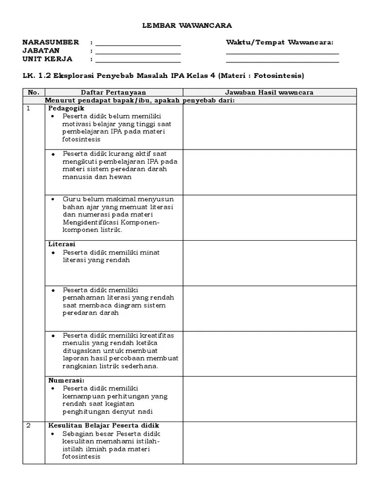 Lembar Wawancara | PDF