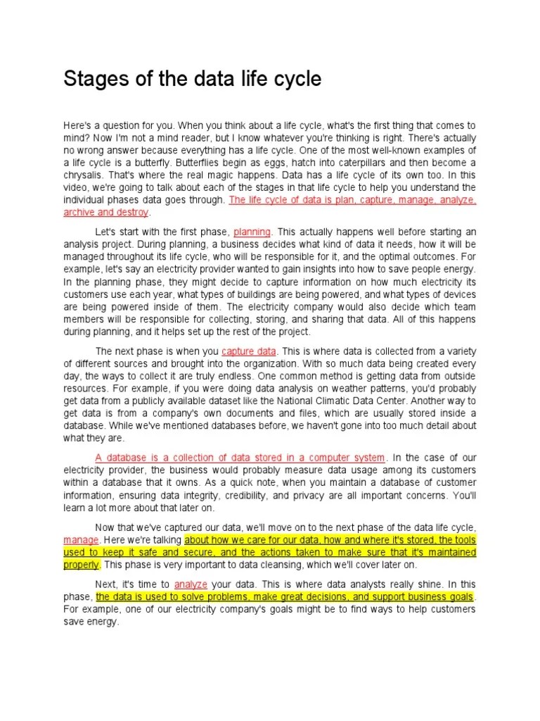 Stages Of The Data Life Cycle | PDF | Data Analysis | Databases