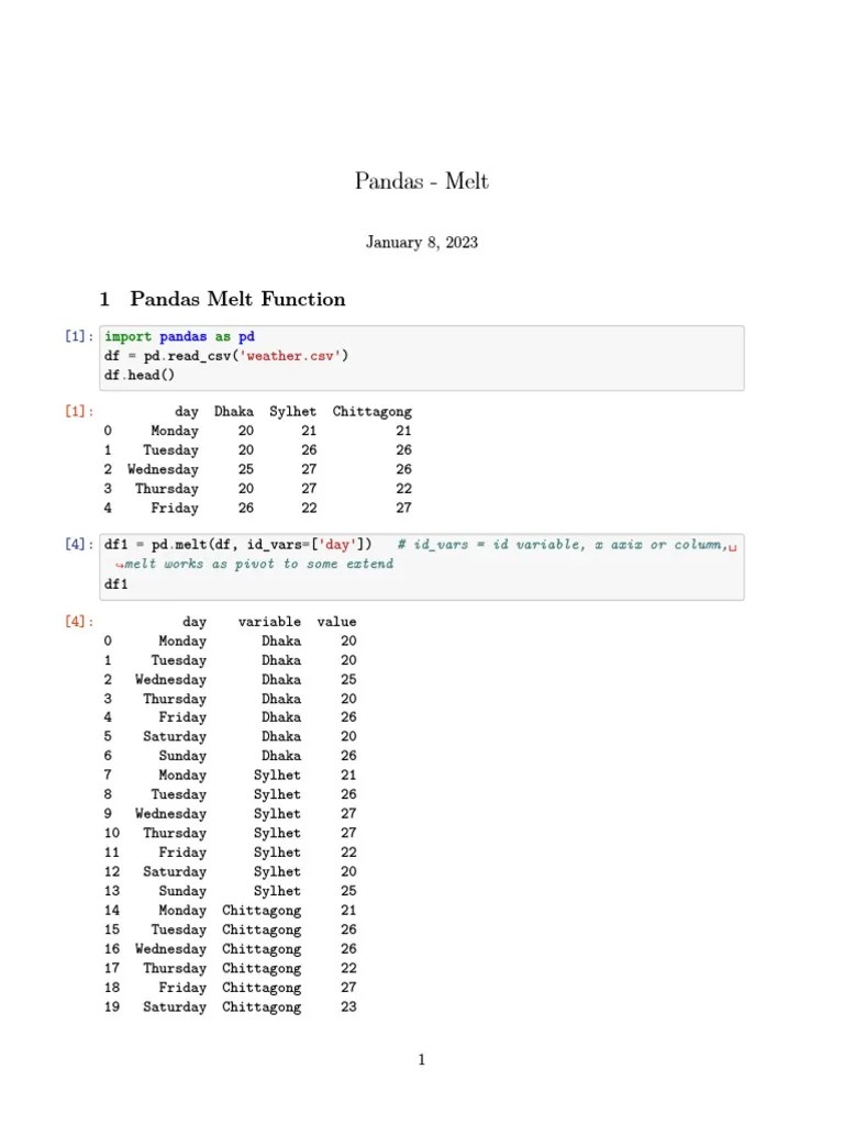 Pandas Melt Function | PDF