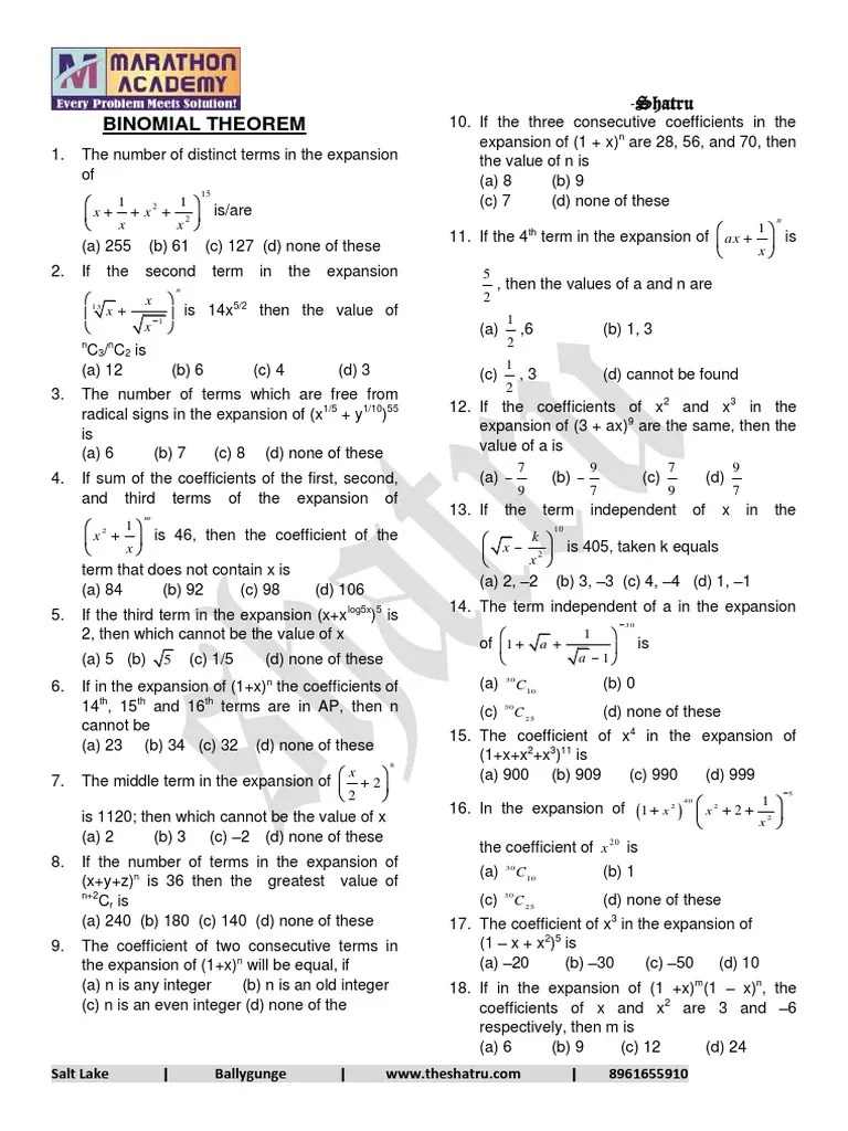 Binomial Theorem | PDF | Mathematical Concepts | Complex Analysis
