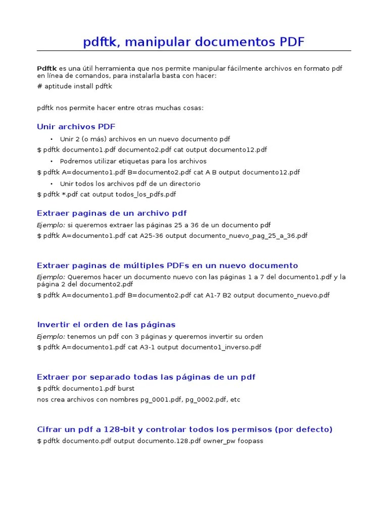 Tutorial PDFTK | PDF | Archivo De Computadora | Ciencias De La Información