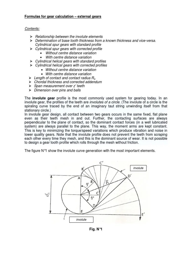 Formulas For Gear Calculation - External Gears | PDF | Gear | Geometry