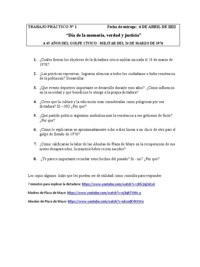 Día De La Memoria, Verdad Y Justicia | PDF