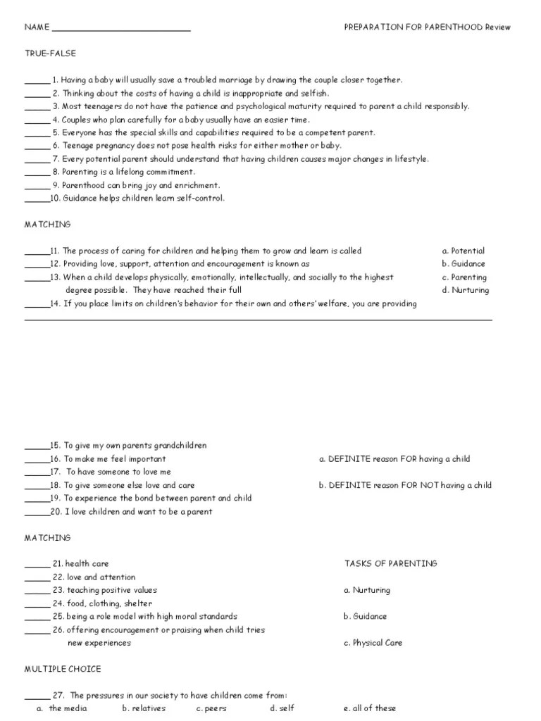 Preparation For Parenthood Review | PDF | Parenting | Adolescence