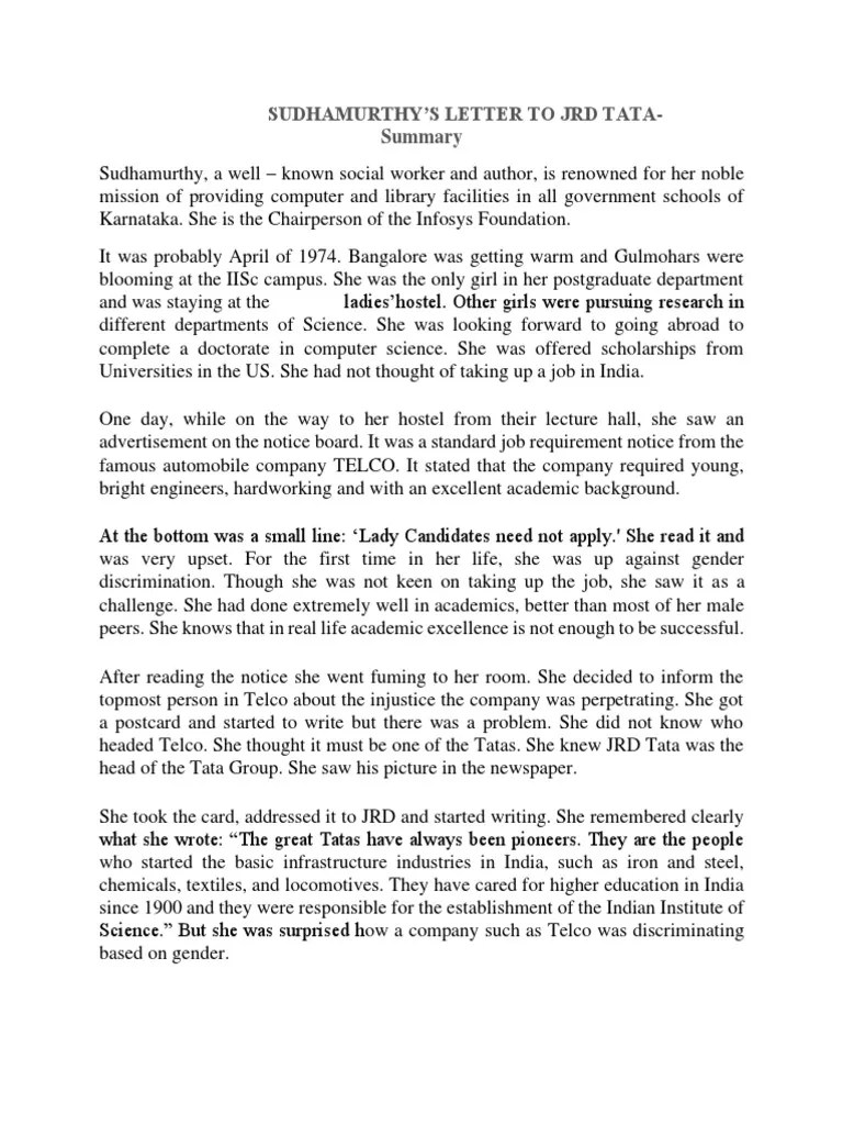 Sudha Murthy-Summary | PDF