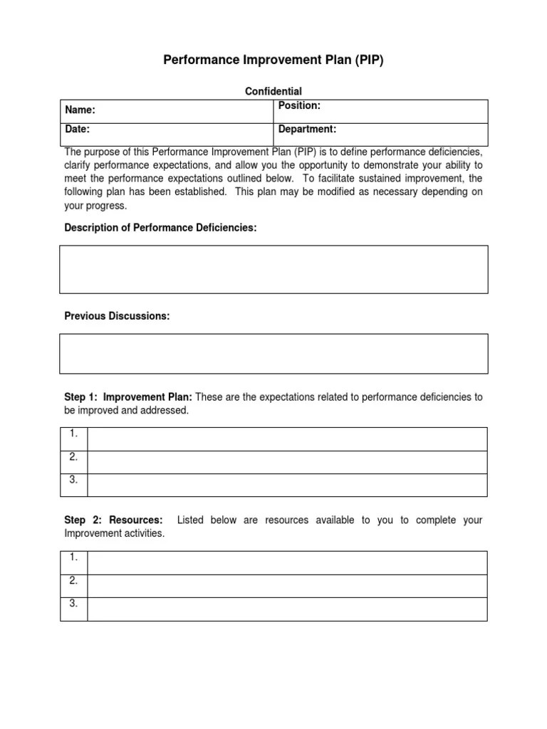 Sample PIP Form | PDF | Employment | Business