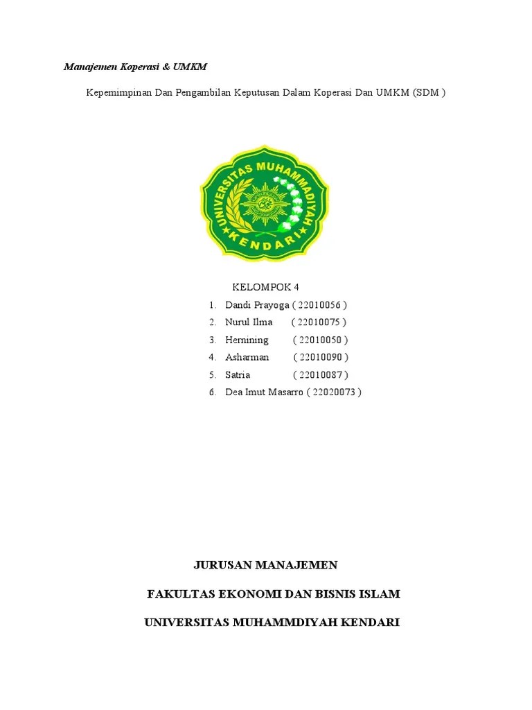 Kelompok 4 Manajemen Koperasi Dan UMKM | PDF