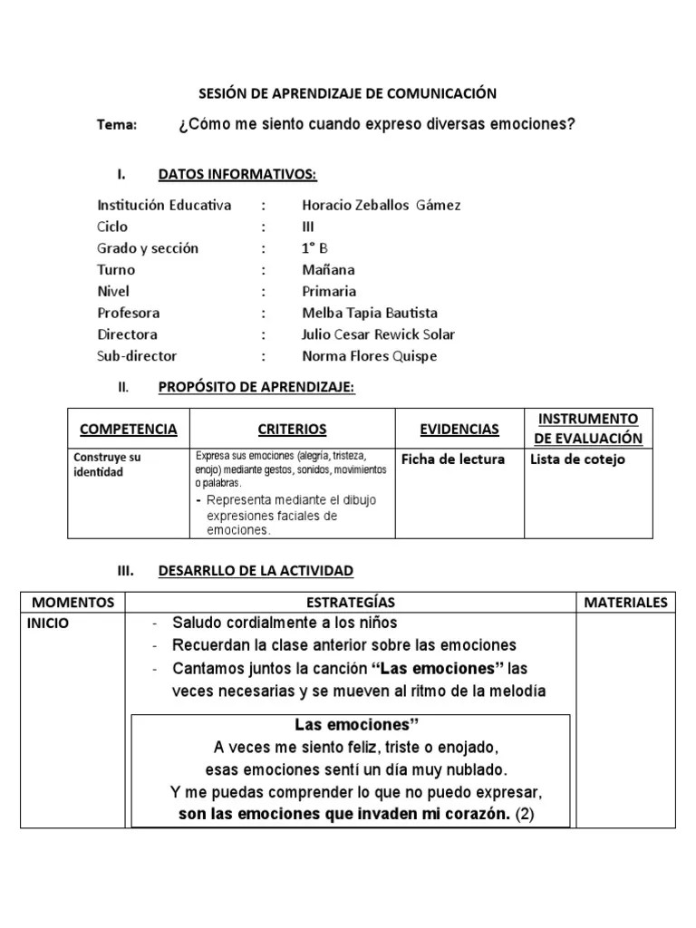 SESIÓN DE APRENDIZAJE DE COMUNICACIÓN (23 De Marzo) | PDF | Las ...