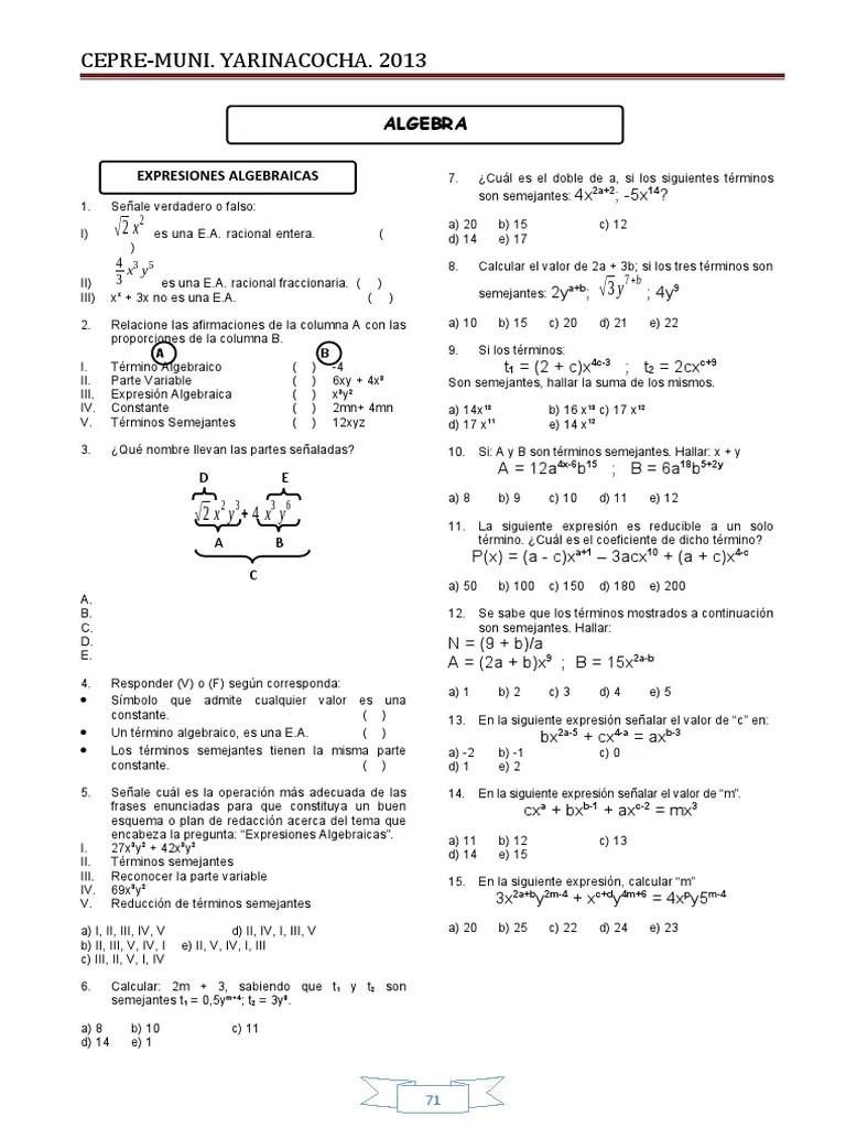 04 Algebra | PDF | Álgebra Abstracta | Aritmética
