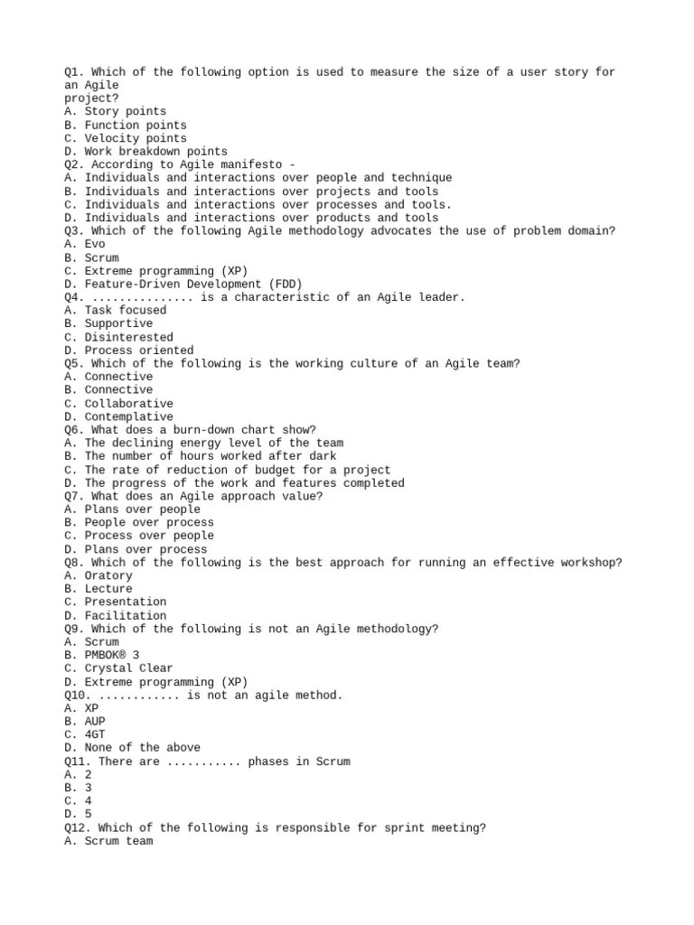 Agile MCQ | PDF | Agile Software Development | Scrum (Software Development)