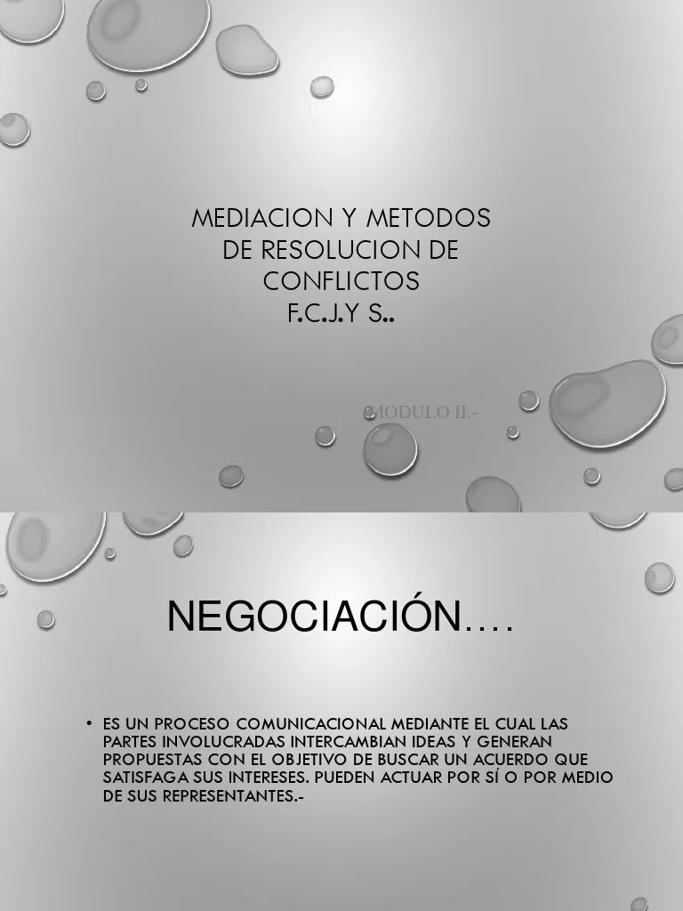 Mediacion Y Metodos De Resolucion De Conflictos. Modulo Ii | PDF | Mediación | Negociación