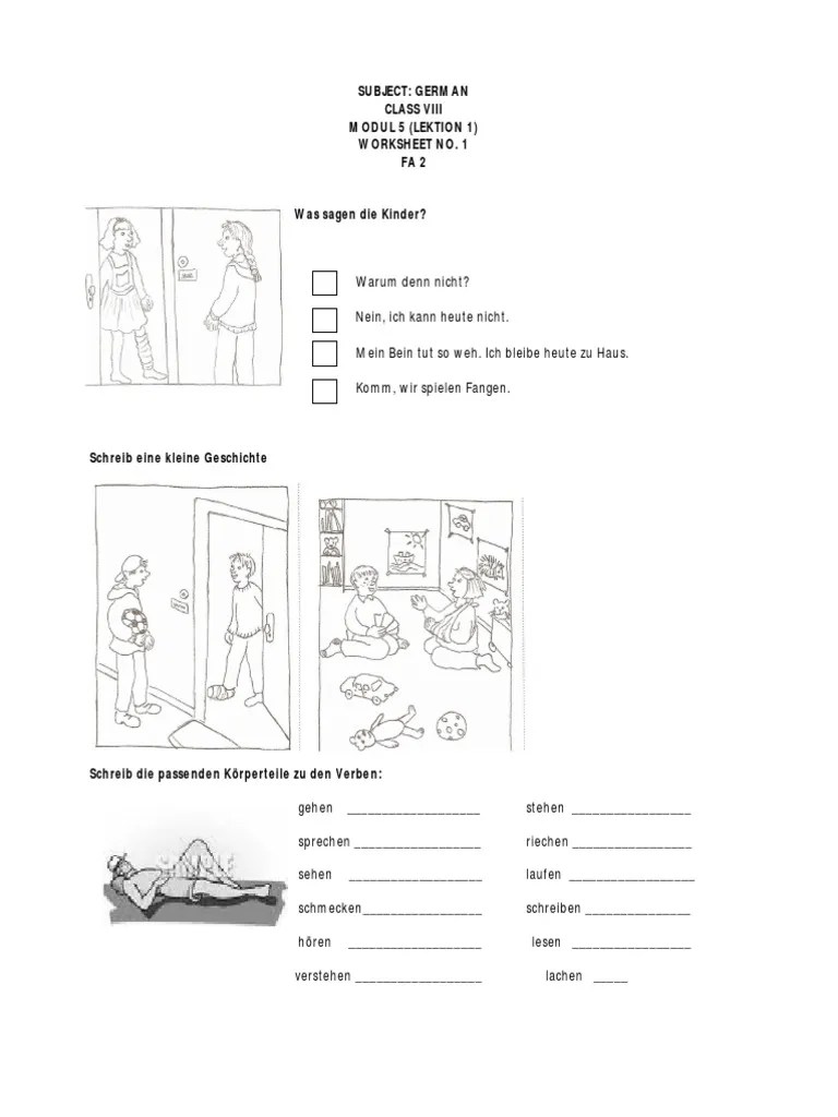 Cbse class 8 german worksheet