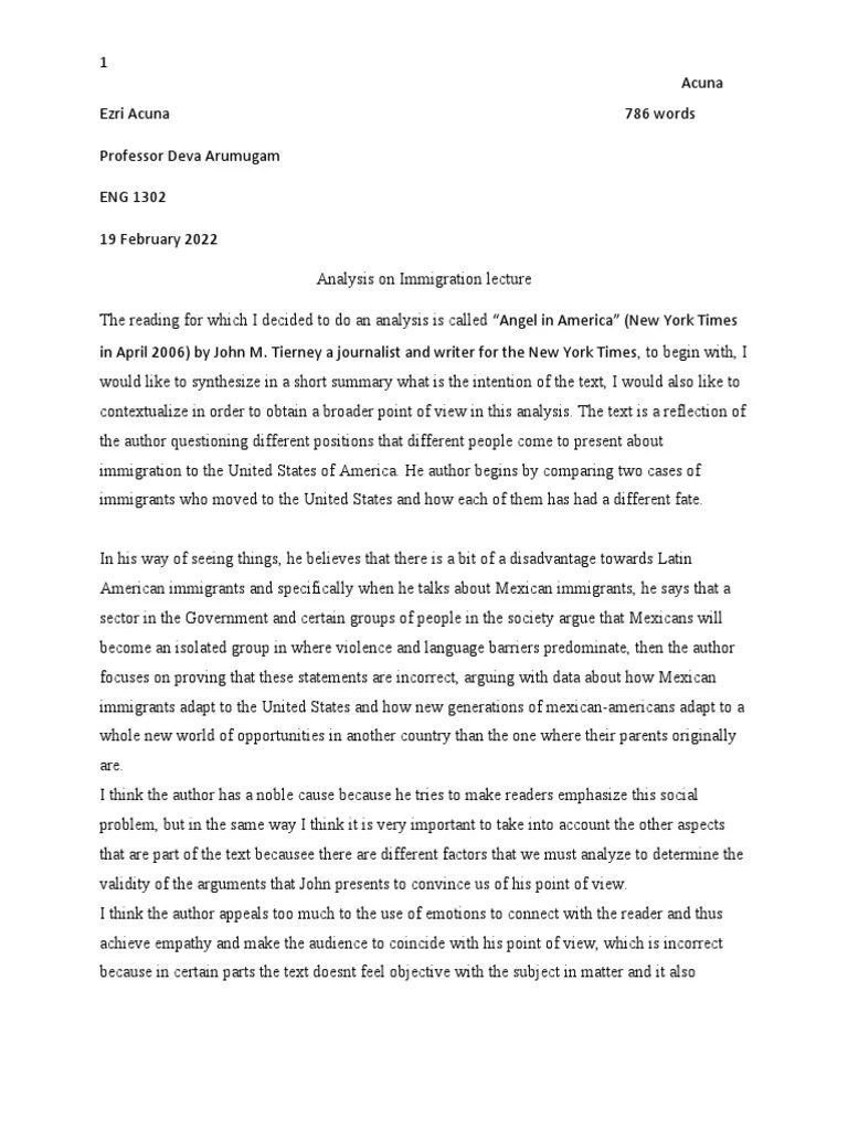 Analysis On Lecture Immigration | Download Free PDF | Argument | Cognitive Science