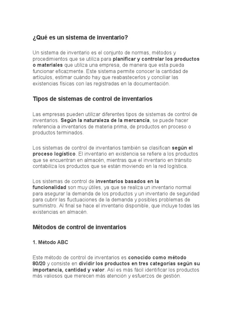 Métodos De Control De Inventarios | PDF | Inventario | Logística