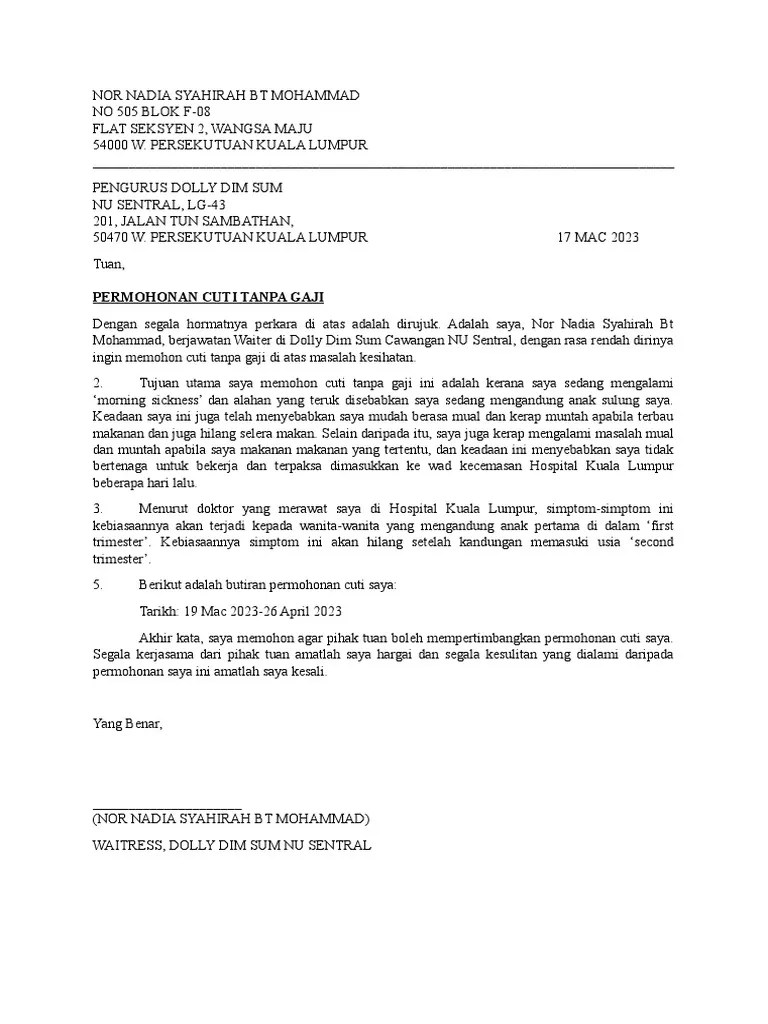 Unpaid Leave Examples | PDF