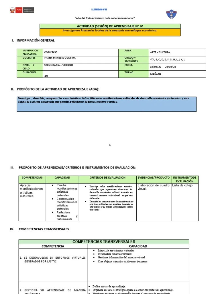 Sesion IV | PDF | Aprendizaje | Evaluación