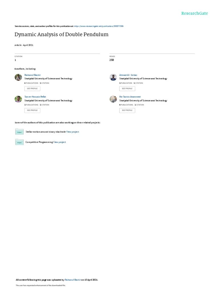 Double Pendulum | PDF | Lagrangian Mechanics | Hamiltonian Mechanics