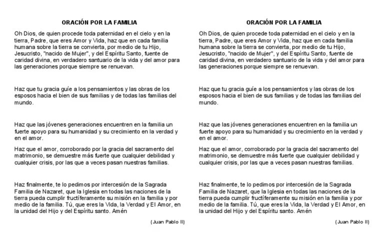 Oración Por La Familia | PDF | Intercesión | Espíritu Santo