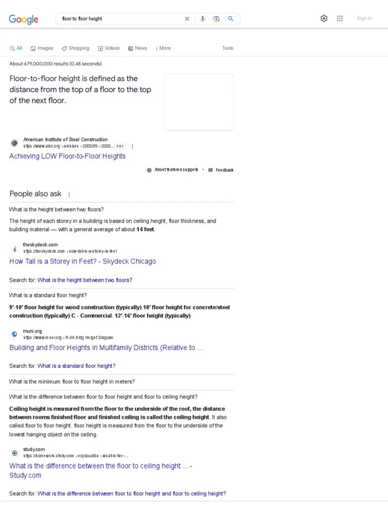 Floor To Floor Height - Google Search | PDF | Ceiling | Foot (Unit)