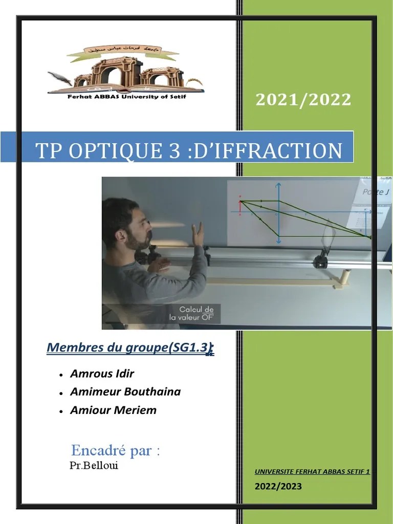 TP Diffraction | PDF | Diffraction | Optique