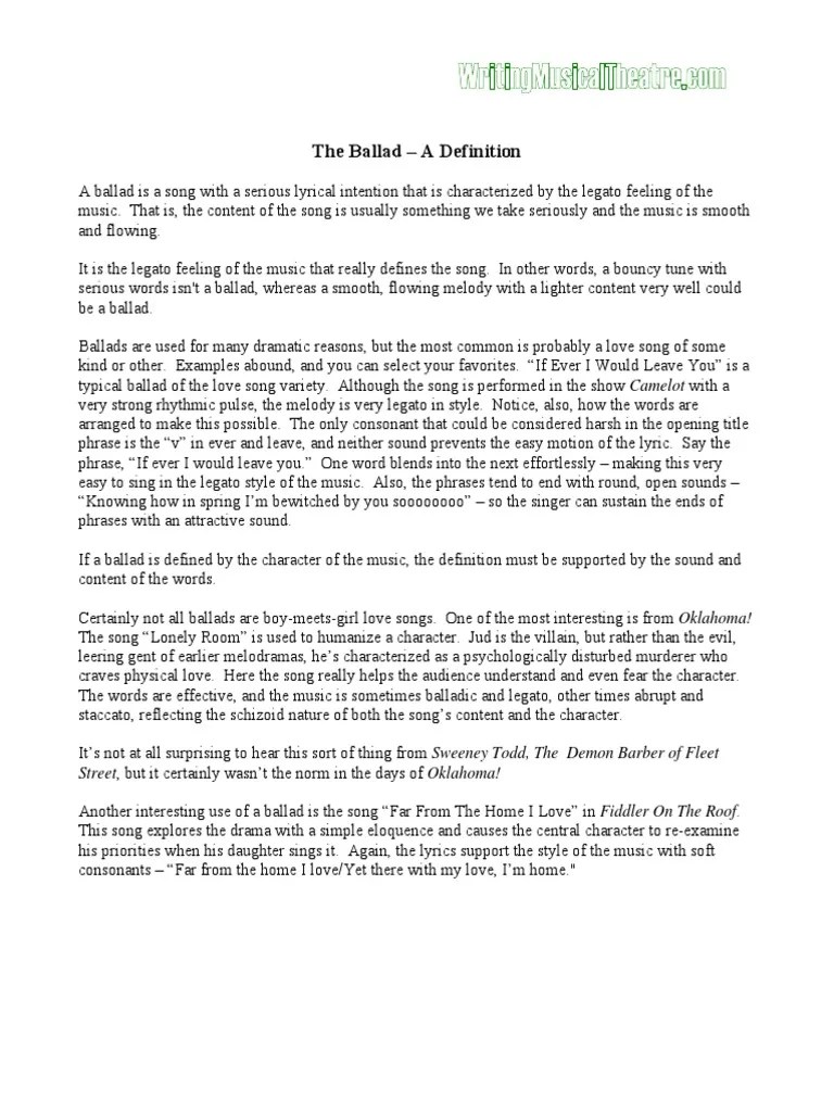 Songwriting Ballad | PDF | Songs | Performing Arts