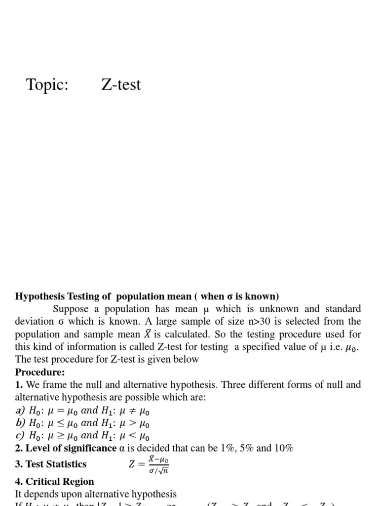 Z Test | PDF | Statistical Hypothesis Testing | Statistical Significance
