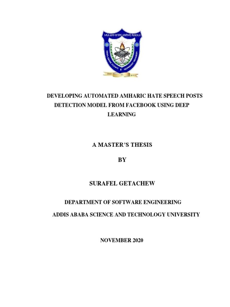 Developing Automated Amharic Hate Speech Posts Detection Model From ...
