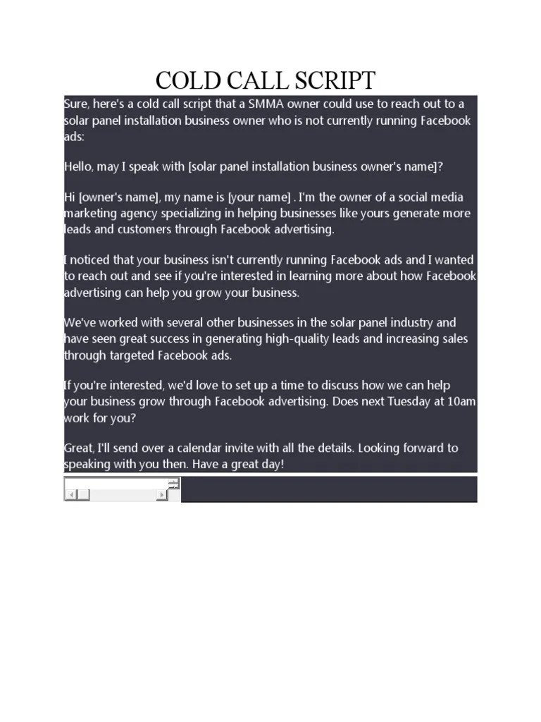 Cold Call Script | PDF