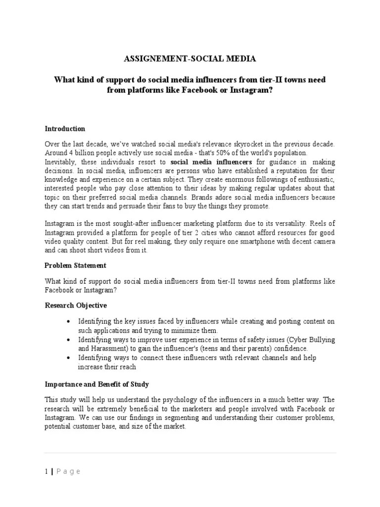 Social Media Assignment | Download Free PDF | Methodology | Social Media